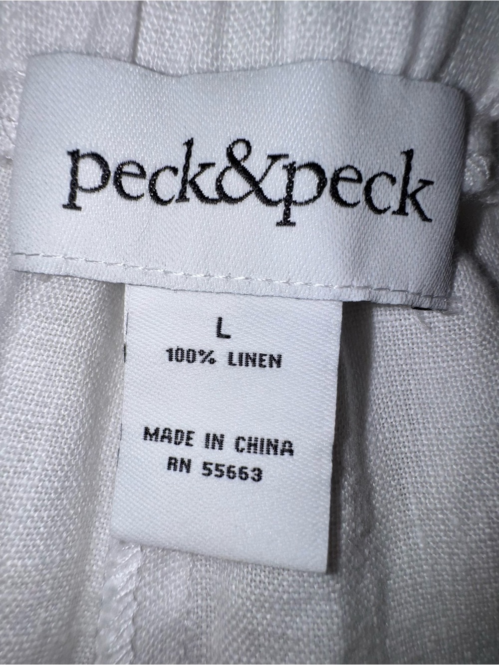 Peck & Peck Linen Pants White Elastic Waist Button hem Coastal Grandma Resort - Picture 7 of 7